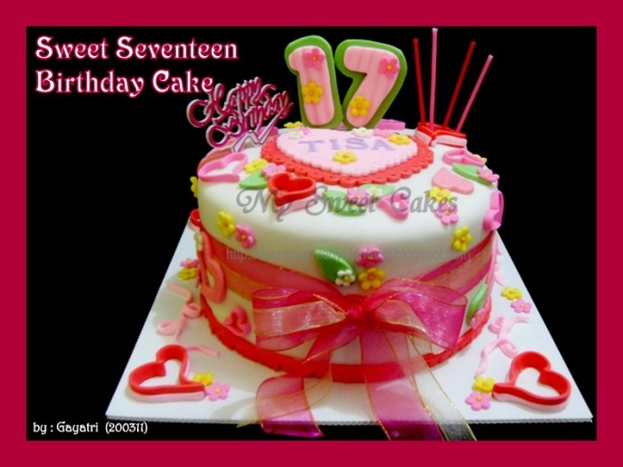 Contoh desain cake ulang tahun sweet seventeen